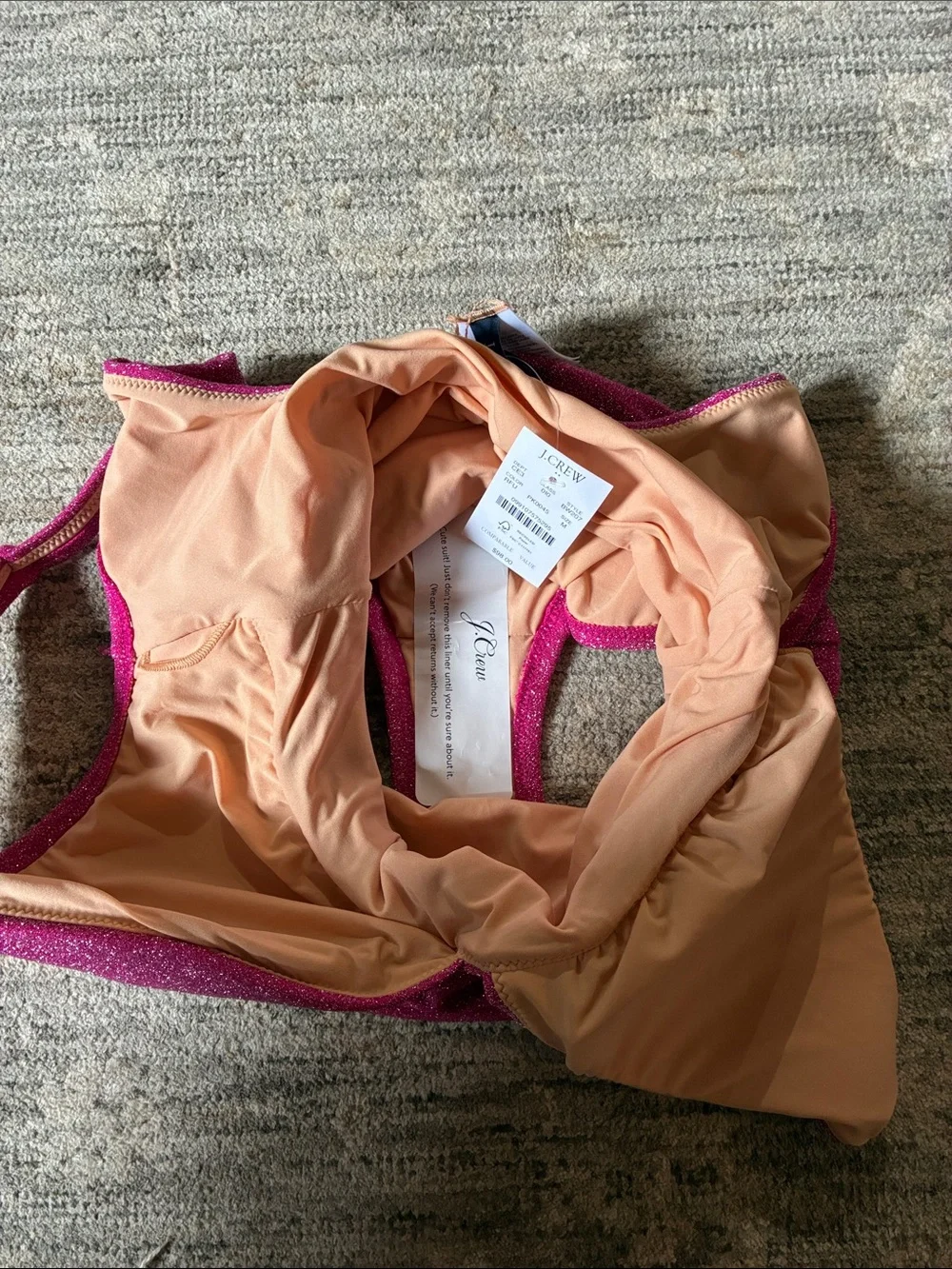 J Crew NWT Sparkle One-Piece Swimsuit in Fuchsia Pink- medium